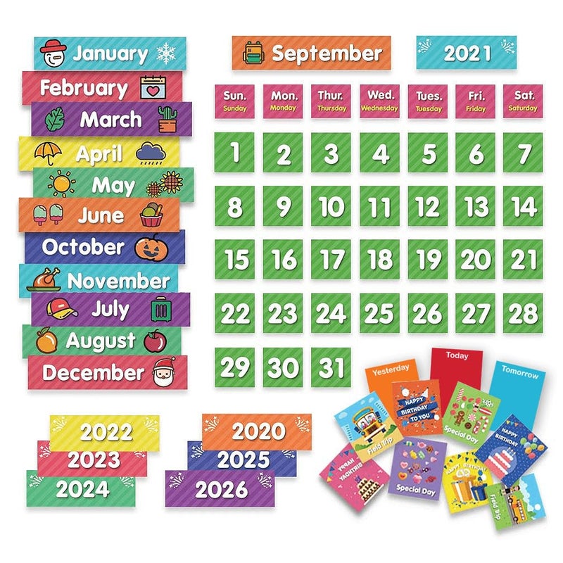 Eamay Calendar Pocket Chart Cards and Classroom Calendar Cards Kit for Homeschool -71cards (71) - Image 1